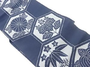 塩瀬亀甲に草花模様名古屋帯